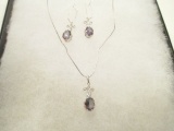 .925 Silver Necklace, pendant and Earrings - con 757