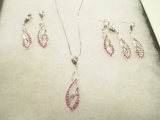 .925 Silver Necklace, Pendant and Earrings - con 757