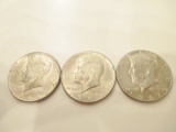 Three 40% Silver Kennedy Half Dollars - con 200