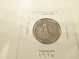 1916 Switzerland 1 Franc - .835 Silver - con 200