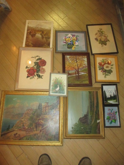 Lot of 10 Framed Pictures Will Not Be Shipped con 597