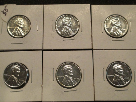 6 Lincoln Steel pennies con 346