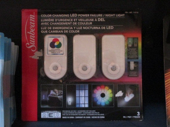 New 3 Pack of Sunbeam Color Changing LED Night Lights con 576