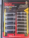 Popular Mechinics 12 PC deep well socket set 1/2 inch dr Metric con 181