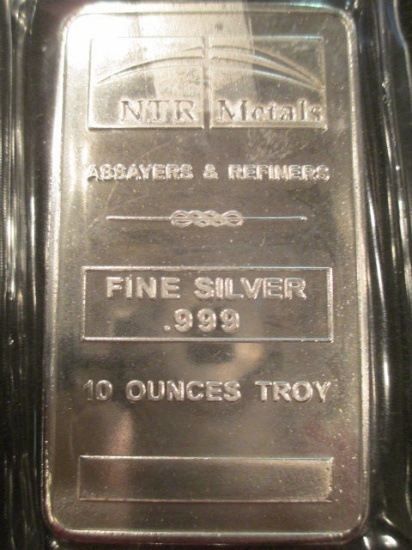 10 Troy Ounce .999 Fine Silver Bar UNC Con 200