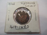 Bronze Coin From Poland 1614-1680 AD con 583