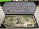 Worlds First Hologram $2.00 Bill Legal Tender con 346