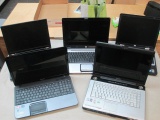 5 Untested Laptops as-is no power cords con 757