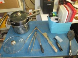 Kitchen Lot Knives, Tongs, Whip, Pots and more No Shipping con 12