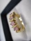 Gold Wash Sterling Silver Ring with Sapphires - Size 6 - con 583
