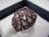 Sterling Silver Ring - Pink Rubies - Size 6.75 - con 583