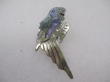Mexican sterling Silver Parrot Pin with Abalone - con 583