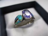 Sterling Silver Ring with Amethyst and Opal - con 583