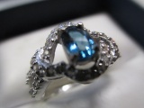 Sterling Silver Ring with White Topaz, London Blue Topaz - Size 5.75 - con 583