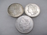 Three 1921 Morgan Silver Dollars - P,D,S - con 200