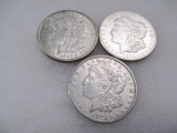 Three 1921-P,S,D Morgan Silver Dollars - con 200