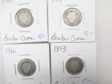Four Barber silver Dimes - con 346