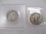 Two Standing Liberty Quarters - con 596