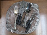 Vintage Brass Plate with Old Flatware -> Will not be Shipped! <- con 608