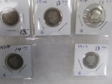 5 Barber Dimes - Various Dates - con 346