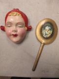Vintage Porcelain Mask and Mirror - con 476