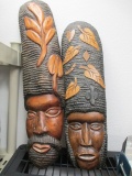 Two Hand Carved Face Sculptures - 24