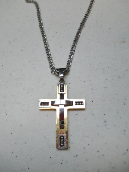 22" Stainless Steel Chain with Cross Pendant - con 3