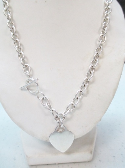 15" Heavy Sterling Silver Necklace - con 3