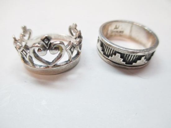 Two .925 Silver Rings - con 3