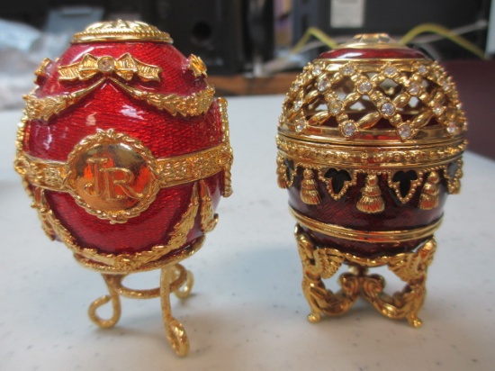 Two Joan Rivers Imperial Treasures Sculptured Eggs - con 757