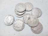 Bag of 10 V Nickels with various Dates - con 346