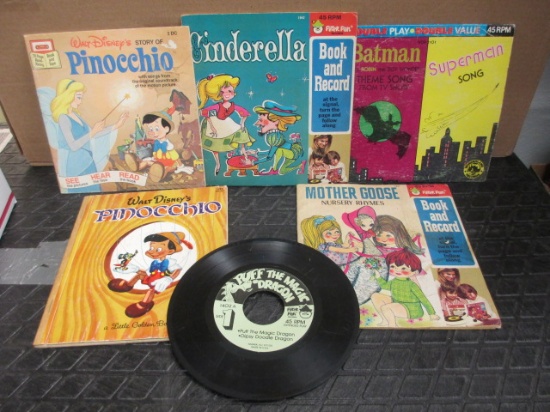 Vintage Kids Books with read along 45 Records con 757