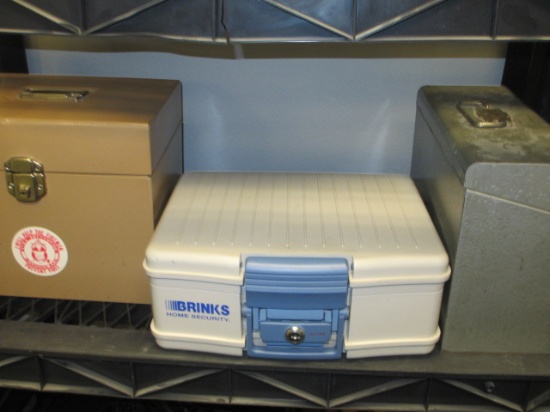Brinks Fire Proof Box and 2 metal storage bins Will Not Be Shipped con 420