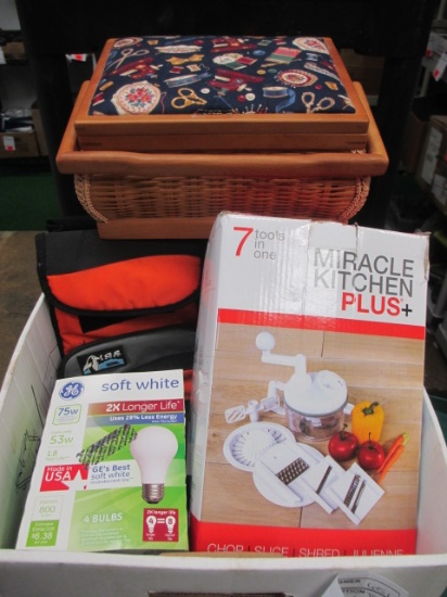 New Thermos Cooling Bag, Light Bulbs, Sewing Basket and More - Will not be shipped -con 651