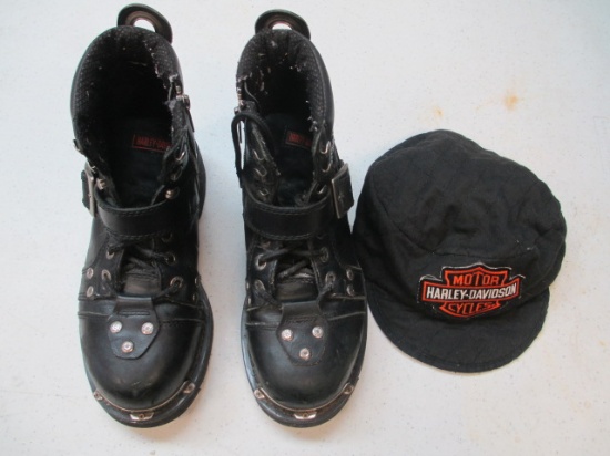 Leather Steel-Toed Harley Davidson Boots - Size 7 - con 634