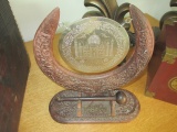 Vintage Wood Carved Gong with Gonger - 4x10 - con 653