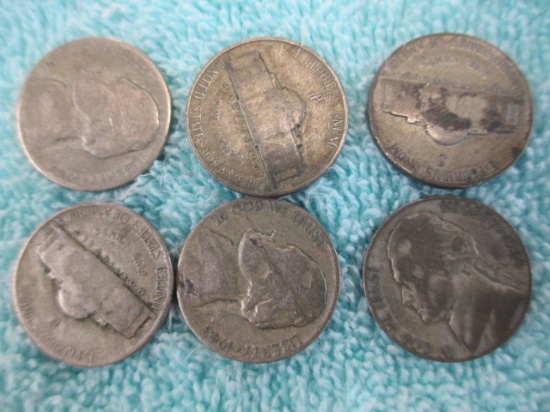Six Wartime Silver Nickels - con 346