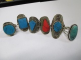 Six unmarked Silver Rings - Handcrafted - con 317