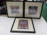 Three Framed Asian Peasant Paintings - Will not be shipped - con 672