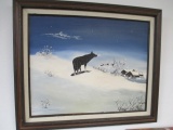 Framed Winter Wolf Artwork - 24x20 - Will not be shipped - con 692