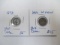 1838 and 1854 US Silver Half Dimes - con 346