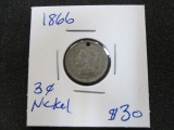 1866 Civil War Era Three-Cent Nickel - con 346