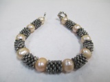 .925 Silver and Pearl Bracelet - 8