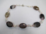 Stone and Pearl .925 Silver Necklace - 17