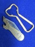 Coca Cola Brass Boot Bottle Opener/knife with Lucky Lager Opener con 32