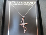 Sterling necklace and Cross Pendant w/cz con 317