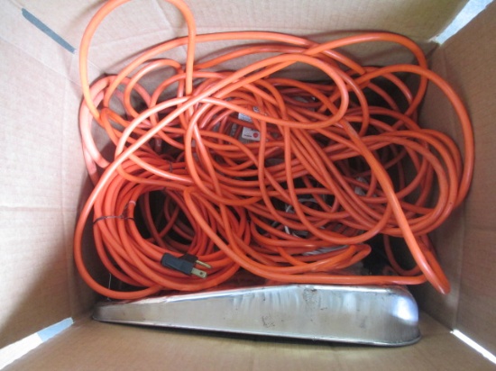 Box of Extension Cords, Plumbing Supplies and more