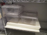 2 Shelves of Storage Containers w/ Vacuum Lids and Cutting Boards