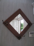Mirror W/Hooks and Hangers 21x21 inches