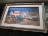 Somers Oil Co Gastation Artwork Frames signed Dowd 32x22 inches